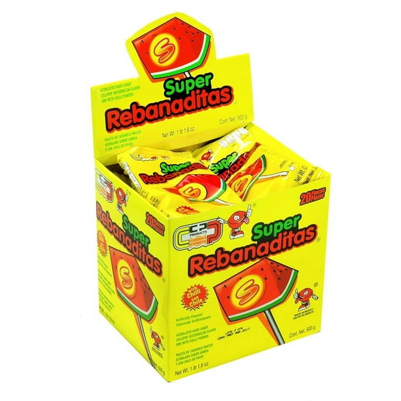 Super Rebanaditas Display with 20 Lollipops
