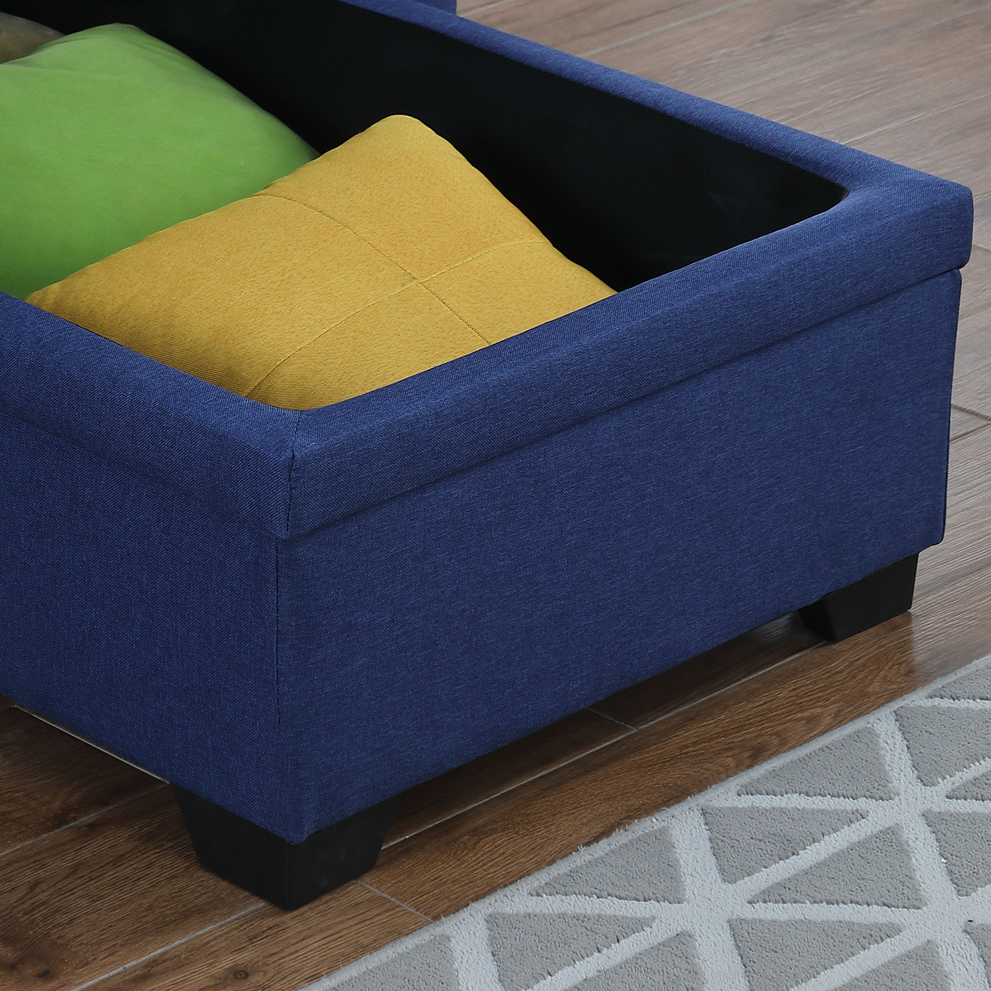 Aukfa 83" Sofa Bed, Sleeper Sofa, Pull Out Bed w/ Storage Chaise for Living Room, Linen, Blue