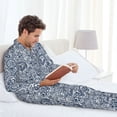 thumbnail image 6 of Salouo Paisley4 Print Button-Front Long Sleeve Pajama Set for Men, Soft 2Pjs Men's Long Sleeve Sleepwear-Large, 6 of 7