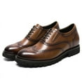 thumbnail image 4 of CMR CHAMARIPA Men's Elevator Dress Shoes - Brown Leather Brogue Oxford Shoes 8CM / 3.15 Inches, 4 of 9