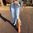 thumbnail image 5 of Women Fashion High Waist Ripped Destroyed Street Style Skirt, 5 of 5