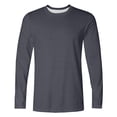thumbnail image 4 of Mens Long Sleeve T Shirt Solid Color Crewneck Basic Tee Soft Polyester Cotton Blend Wrinkle Resistant Casual, 4 of 5