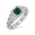 thumbnail image 1 of Antique 1.25 Carat Princess cut Emerald and Diamond Wedding Ring in 14k White Gold affordable emerald & diamond engagement ring, 1 of 3