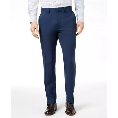 Kenneth Cole Reaction BLUE Men's Modern-Fit Micro-Check Dress Pants, US 32X30