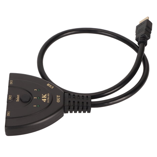 3 Port Video Switcher, Plug and Play Clear Sound 3 in 1 Out HD Multimedia Interface Switch for PC for Monitor