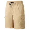 thumbnail image 4 of USNSM Cargo Shorts for Men Drawstring Elastic Waist Shorts with Multi Pockets Solid Color Casual Workout Sport Pants Yellow XXXL, 4 of 9