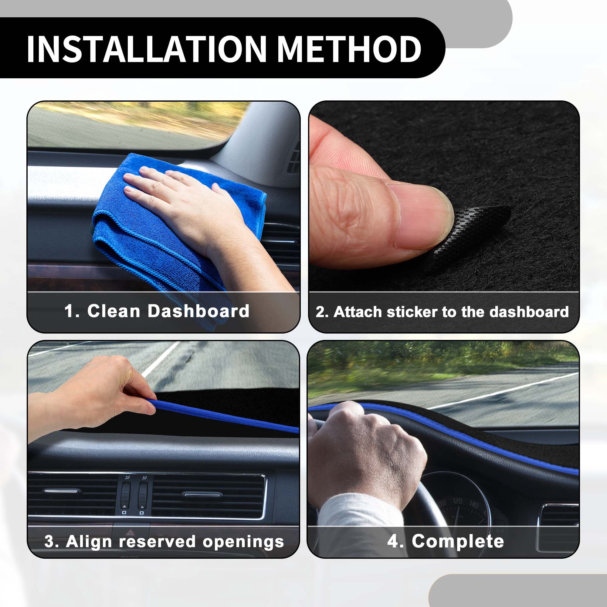 Unique Bargains Dash Cover for VW Tiguan 2017 Polyester Blue with for STIcker