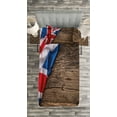 thumbnail image 3 of Ambesonne Union Jack Quilted Bedspread Set 2 Pcs, Flag on Oak Board, Twin Size, Multicolor, 3 of 3