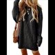 thumbnail image 1 of Vestido Minisuéter Holgado de Larga con Cuello Redondo y Punto para Mujer, Estilo Informal, para Otoño e Invierno. Negro M, 1 of 6