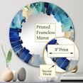thumbnail image 3 of Designart "Luxury Blue and Gold Abstract Fluid Art VII" Fractals Round Wall Mirror - Modern Oval Printed Decorative Oversized Mirror - Multiple Color Options, 3 of 4