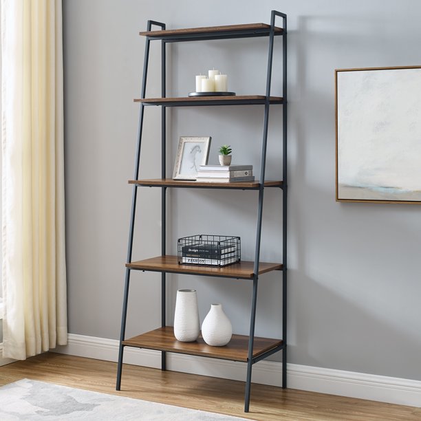 Urban Industrial Dark Walnut 5Shelf Ladder Bookshelf by Manor Park