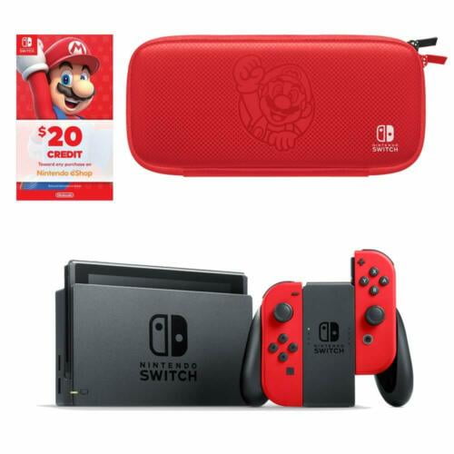 Refurbished Nintendo Switch with Mario Red JoyCon +20 Nintendo