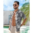 thumbnail image 4 of Men's Hawaiian Wrinkle Free Short Sleeve Button Down Tropical Floral Beach Vacation Shirt, 4 of 5