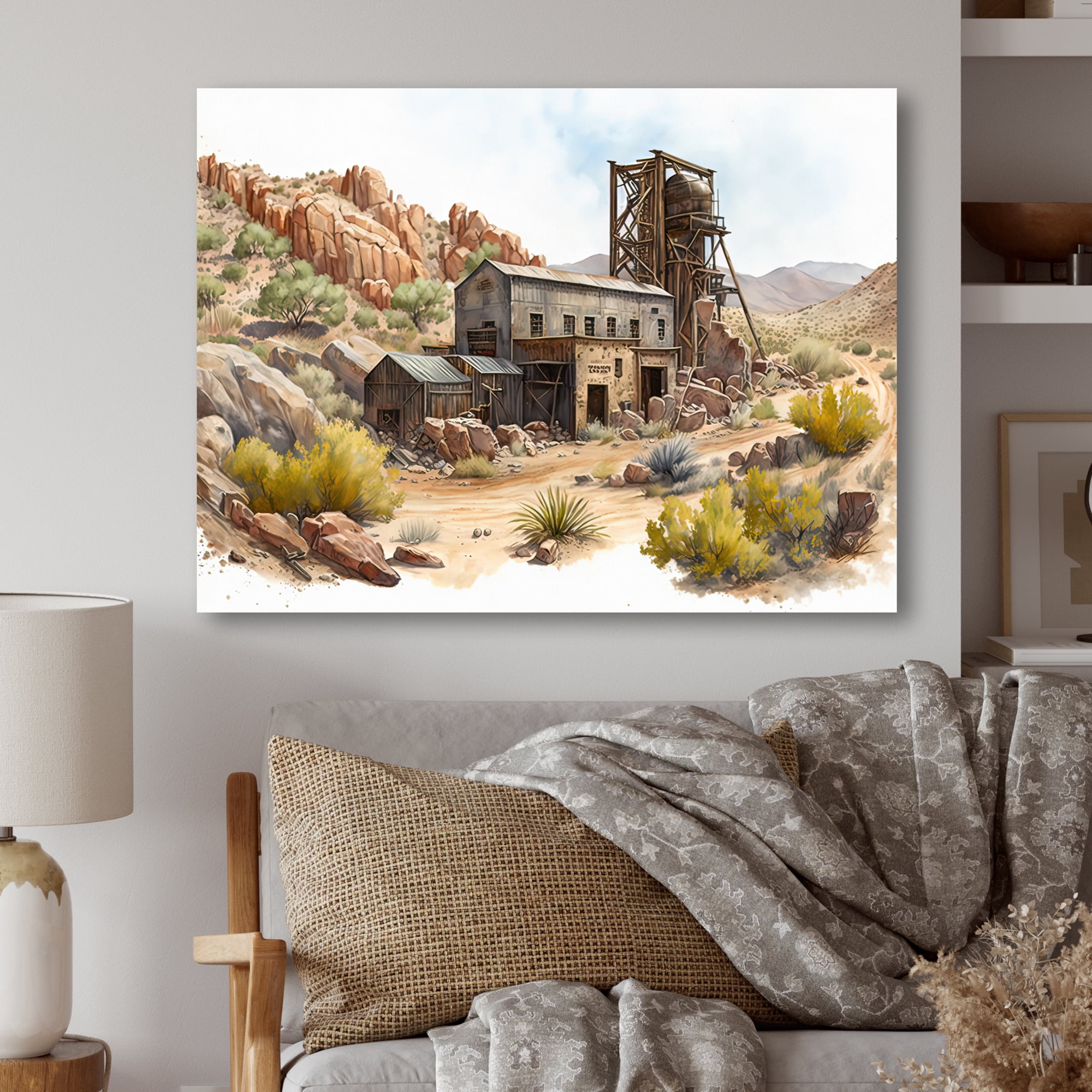 Designart Wild West Mine In Arizona III Canvas Wall Art