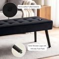 thumbnail image 3 of Pekko Home 44” Entryway Bench, Velvet Upholstered End of Bed Bench with Wooden Legs & Tufted Buttons for Living Room, Hallway, Black, 3 of 8