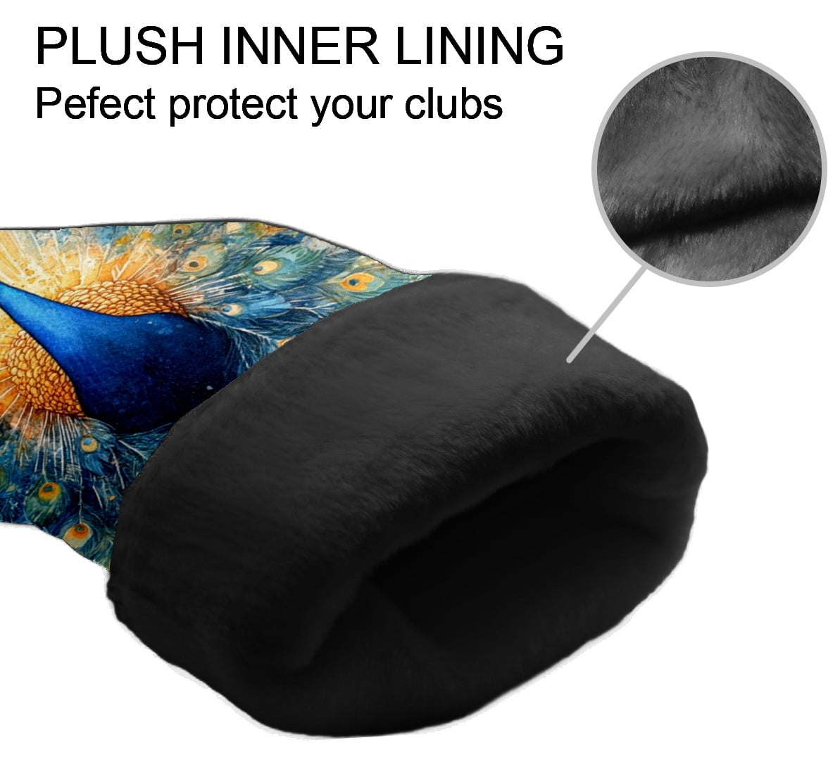Golf Club Covers PU Leather Waterproof Head Covers for Fairway Woods Hybrids Blue Peacock Pattern Unisex Fits Most Brands