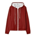 thumbnail image 3 of Zipper Hoodies for Women, Drawstring Loose Hooded Sweater Jackets, Fall Casual Tops, 3 of 5