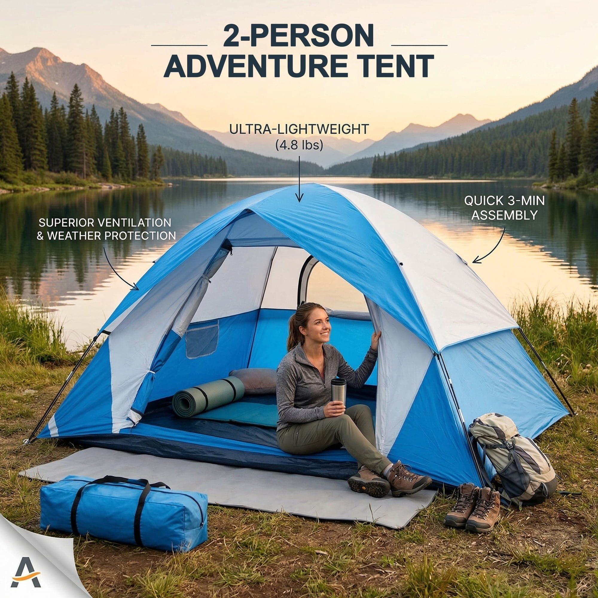 XL Outdoor Camping Tents Ultra-Lightweight and Portable for 2-Person Festivals Backyard  Hiking  Backpacking