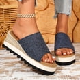 thumbnail image 4 of Platform Sandals for Women Chunky Wedge Espadrilles Lug Sole Non Slip Heels Comfortable Summer Walking Beach Shoes Navy Size 8.5, 4 of 6