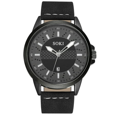 SOKI 2019 NEW Men's Quartz Clock Man Leather Wrist (Best Male Watches 2019)
