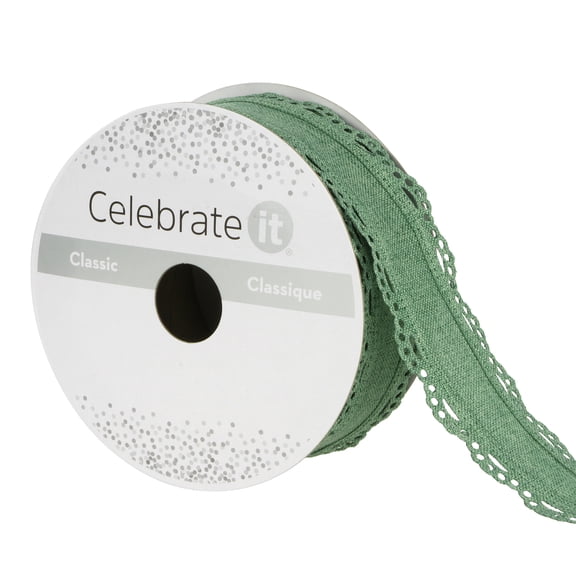 12 Pack: 1.5" x 4yd. Lace Edge Linen Wired Ribbon by Celebrate It Classic