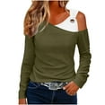 thumbnail image 1 of Off The Shoulder Tops, Casual Solid Color Spliced Off Shoulder Metal Buckle Strap, Women's Top, 1 of 6