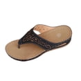 thumbnail image 2 of Crunowin Women's Wedge Heel Flops, Beach Style Sparkly Design Plus Size Warm Weather Sandals Black, 2 of 7