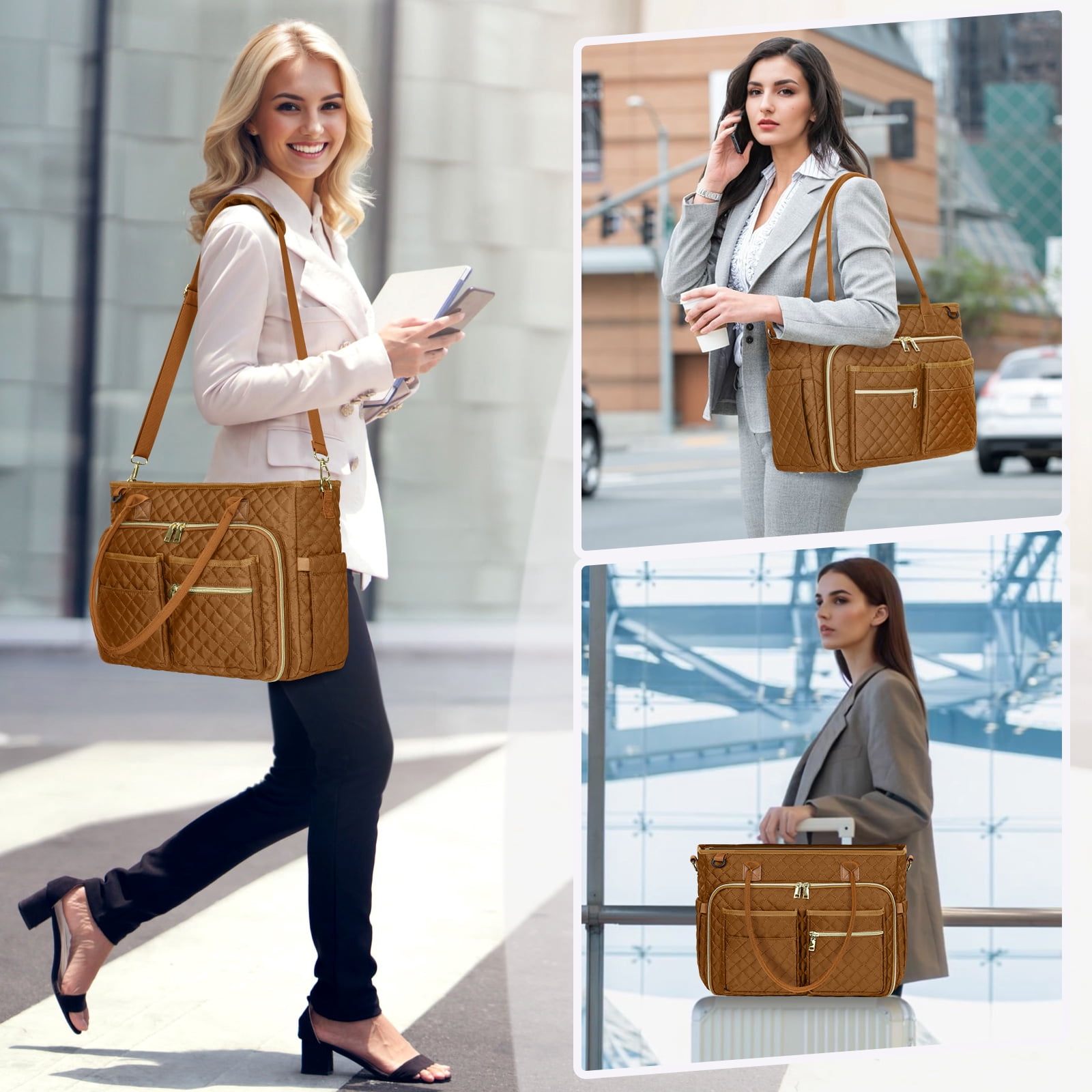 RAINSMORE Teacher Tote Bag 15.6 inch Laptop Bag for Women Work Bags Laptop Tote Nurse Bag Professional Computer Messenger with Insulated Pocket, Laptop Briefcase for Office, College, Nursing