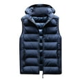 thumbnail image 2 of Tawop Mens Jackets Vest Cotton Sleeveless with Hood Pockets Casual Solid Plus Winter Jackets for Men,Blue,4XL, 2 of 4