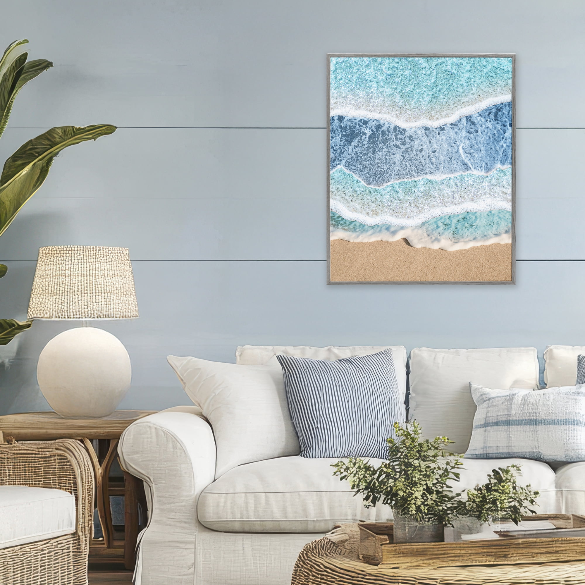 Stupell Industries Overlapping Shore Waves Gray Framed Giclee Art, design by Jesse Keith