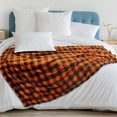 thumbnail image 6 of Black and Orange Buffalo Plaid Fleece Throw Blanket for Couch, Soft Halloween Flannel Blanket for Sofa, Orange Checkered Plaid Fall Couch Throw, Warm Cozy Fall Bed Blanket Decor Gift, Plaid, 6 of 7