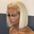 thumbnail image 1 of Perruque Blond Miel 613 Bob Cheveux Humains HD Transparente 13X4 Lisse Bob Lace Front Perruques Cheveux Humains Porter et Partir Perruque Sans Colle Cheveux Humains Pré-Épilée 613 B, 1 of 6