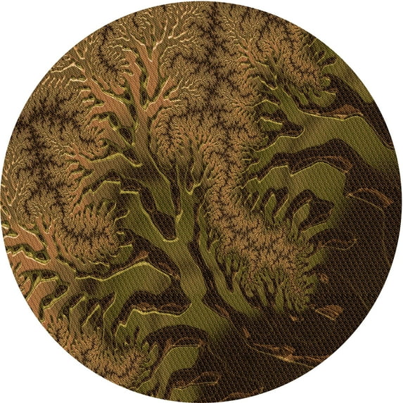 Ahgly Company Indoor Round Patterned Blood Night Red Area Rugs, 8' Round