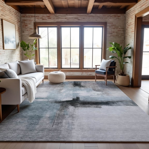 Addison Rugs Mayfield Premium Machine Washable Transitional Modern Blue Rectangle Rug, 9' x 12'