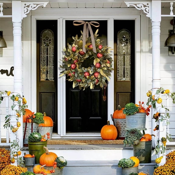 Fall Pomegranate Wreath for Front Door, Thanksgiving Fall Wreath Hanging Ornaments, Christmas Wedding Hanging Porch Home Window Wall Farmhouse Indoor Outdoor Decor 19.69 Inch