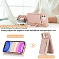 thumbnail image 3 of iPhone 11 Case with Card Holder for Women, iPhone 11 Phone Case Wallet with Credit Card with Ring Kickstand Zipper Shockproof Slim Stand Case for iPhone11 - Rose Gold, 3 of 6