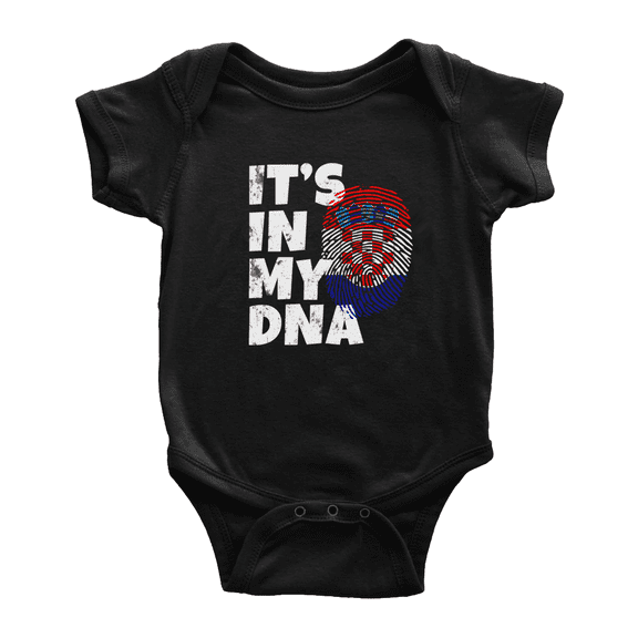It's In My DNA Croatian Flag Country Pride Cute Baby Rompers Baby Bodysuit (Black, 3-6 Months)