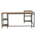 thumbnail image 5 of Baxton Studio Lydia Modern Walnut Brown Finished Wood and Black Metal L-Shaped Corner Desk with Shelves, 5 of 10