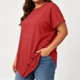 thumbnail image 6 of Yourumao Women's Plus Size Tops Asymmetrical Hem Short Sleeve Tunics with Button V Neck Loose Casual Blouses for Summer Outdoor, 6 of 6