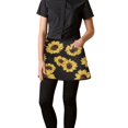 thumbnail image 3 of Men Women Aprons with Pockets Work Waist Apron Sunflower Pattern Black Background Half Apron, 3 of 6