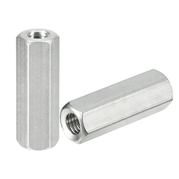 M8 x 1.25-Pitch 40mm Length Coupling Nuts, 2pcs 304 Stainless Steel Nuts