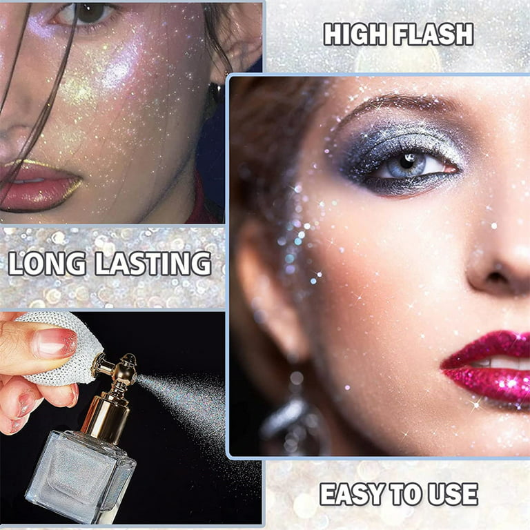 2022 Temporary Glitter Spray, Body Shimmery Spray for Skin, Face, Hair and  Clothing