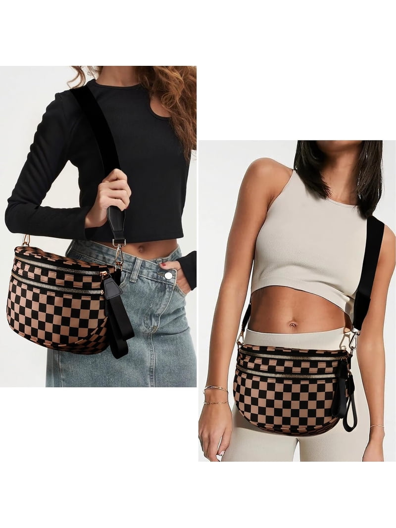Checkered Crossbody Bag,Spacious Bum Bags for Women Nylon  display picture 2