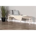 thumbnail image 2 of Pemberly Row Coastal 19" Solid Mahogany Wood Bench in Taupe Off White, 2 of 10