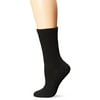 PEDS Women's Diabetic Crew Socks with Coolmax and Non-Binding Funnel Top 2 Pairs, Black, 7-10