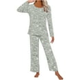 thumbnail image 4 of Kiplyki Fall Home Trends Women's Pajama Printing Round Neck Short Sleeve Sleepshirt and Pants Sets Loungewear Pajamas With Pockets, 4 of 6