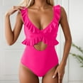 thumbnail image 2 of Swimsuit For Women Ruffle Bathing Suit V Neck Ruched Swim Suit Cutout Swimwear, 2 of 2