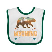 Inktastic Wyoming Vacation Bear Silhouette Boys or Girls Baby Bib