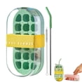 thumbnail image 1 of Ice Cub-e Bottle with Straw, 2-in-1 Water Bottle Ice Cube-s Tray with Lid and Container, Squeezze to Remove, Making Freezer Coffee Juice for Home Kitchen Travel Outdoor Camping, 1 of 7