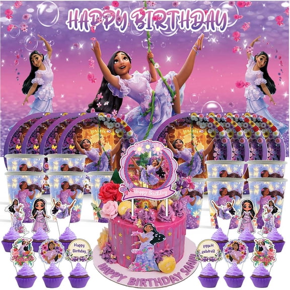 Isabella Birthday Cups Party Supplies Decor Backdrop Paper Plates Fans Decorations Banner